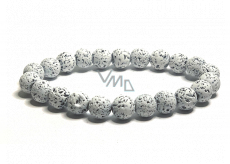 Lava white bracelet elastic natural stone, bead 8 mm / 16-17 cm, born of the four elements