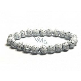 Lava white bracelet elastic natural stone, bead 8 mm / 16-17 cm, born of the four elements