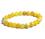 Agate yellow facet bracelet elastic natural stone, ball 8 mm / 16 - 17 cm