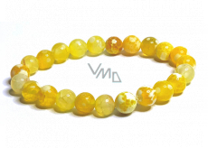 Agate yellow facet bracelet elastic natural stone, ball 8 mm / 16 - 17 cm