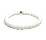 Agate white matte bracelet elastic natural stone, ball 6 mm / 16-17 cm, provides peace and tranquility