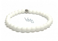 Agate white matte bracelet elastic natural stone, ball 6 mm / 16-17 cm, provides peace and tranquility