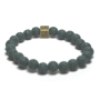 Lava dark green with royal mantra Om, bracelet elastic natural stone, ball 8 mm / 16-17 cm, born of the four elements