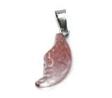 Crystal pink moon pendant natural stone, hand cut figurine 2,2 x 10 mm, stone stones