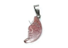 Crystal pink moon pendant natural stone, hand cut figurine 2,2 x 10 mm, stone stones