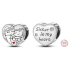 Sterling silver 925 Sister in my heart, bead heart on bracelet family