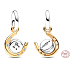 Charm Sterling silver 925 Horseshoe - rotating disc, lucky bracelet pendant