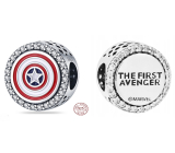 Charm Sterling silver 925 Marvel The Avengers, Captain America shield charm, bead on bracelet movie