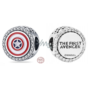 Charm Sterling silver 925 Marvel The Avengers, Captain America shield charm, bead on bracelet movie
