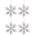 Decorative white-silver snowflake, 4 pieces, 6 cm