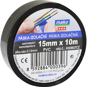 Mako electrical insulating tape, width 15 mm, length 10 meters Mako electrical insulating tape, width 15 mm, length 10 meters
