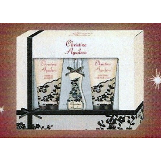 Christina Aguilera Signature perfumed water for women 15 ml + shower gel 50 ml + body lotion 50 ml, gift set