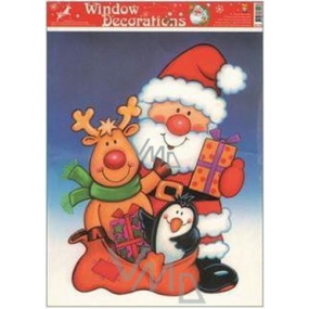 Window foil without glue colored Santa, reindeer and gifts 43 x 30 cm 1 piece 203