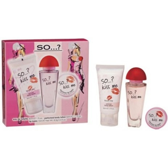 SO…? Kiss Me eau de toilette 30 ml + body lotion 50 ml + lip balm 10 ml, cosmetic set