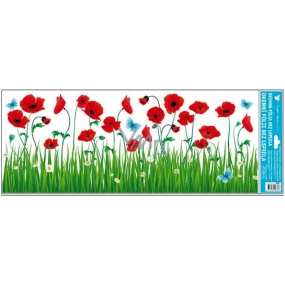 Window foil without glue meadow poppy strip 60 x 22, 5 cm