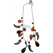 Bronze necklace with stones and teeth 41 cm