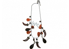 Bronze necklace with stones and teeth 41 cm