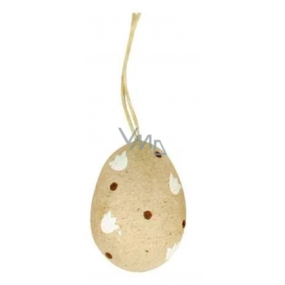 Natural egg for hanging brown decor polka dot and tulip 6 cm