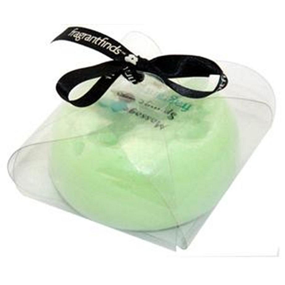 Fragrant Appleliscious Glycerin Massage Soap with Sponge Filled with DKNY Green Apples Perfume Scent in Light Green Color 200 g