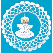Crochet wreath with angel 15 cm