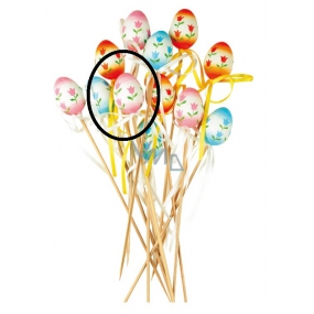 Plastic egg with tulips pink recess 4 cm + skewers