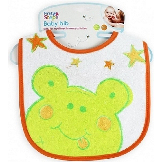 First Steps Terry bib + Peva Frog green 20 x 20 cm