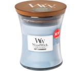 WoodWick Soft Chambray - Pure linen scented candle with wooden wick and lid glass medium 275 g