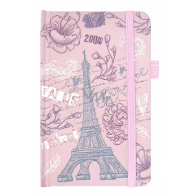 Albi Diary 2019 pocket with elastic band Eiffel Tower 9.5 x 15 x 1.3 cm