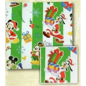 Nekupto Gift wrapping paper 70 x 150 cm Christmas Green Stripe, Mickey Mouse