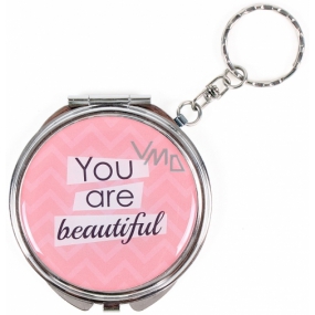 Albi Mirror - key ring with text You Are Beautiful 6.5 cm