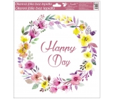 Window foil without glue wreath Happy Day 33 x 30 cm