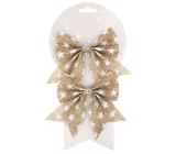 Jute bow with stars 14 cm, 2 pieces