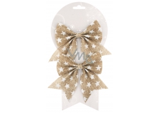 Jute bow with stars 14 cm, 2 pieces