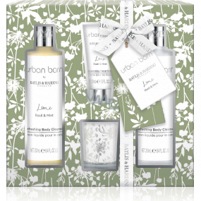 Baylis & Harding Lime, Basil and Mint bath and shower cream 250 ml + washing gel 250 ml + hand cream 30 ml + scented candle 60 g, cosmetic set