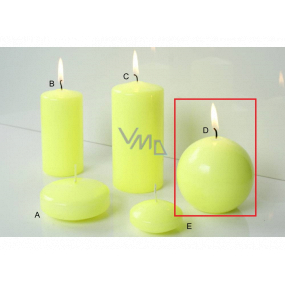 Lima Reflex phosphorescent yellow candle sphere 80 mm 1 piece