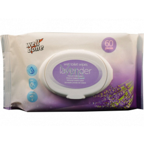 Well Done Wet Toilet Wipes Lavender wet toilet paper with the scent of lavender 60 pieces