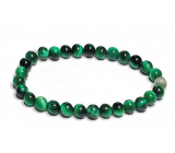 Tiger's eye green bracelet elastic natural stone, ball 6 mm / 16-17 cm, stone of the sun and earth, brings luck and wealth