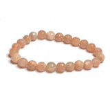 Sunstone facet, bracelet elastic natural stone, bead 8 mm / 16-17 cm, hides the power of the Sun and fire