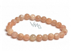 Sunstone facet, bracelet elastic natural stone, bead 8 mm / 16-17 cm, hides the power of the Sun and fire