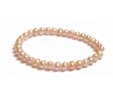Purple irregular pearl elastic bracelet, natural, bead 5 x 4 mm / 16 - 17 cm, symbol of femininity, brings admiration