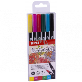 Apli Brush Marker brush marker with two tips 6 pieces, set