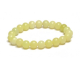 Jade yellow bracelet elastic natural stone, ball 8 mm / 16 - 17 cm