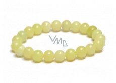 Jade yellow bracelet elastic natural stone, ball 8 mm / 16 - 17 cm