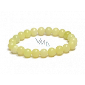 Jade yellow bracelet elastic natural stone, ball 8 mm / 16 - 17 cm