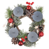 Wooden wreath with red accessories for 4 candles 25 cm