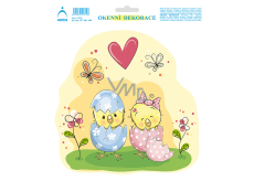 Arch Sticker, window film without adhesive Chickens in Easter dresses 20 x 23 cm
