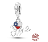 Sterling silver 925 I Love Chile, 2in1 travel bracelet pendant