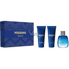 Missoni Wave Eau de Toilette 100 ml + Shower Gel 150 ml + After Shave Balm 100 ml, gift set for men