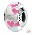 Charm Sterling silver 925 Murano white with hearts, love bead on bracelet