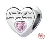 Charm Sterling Silver 925 Granddaughter Loves You Forever Heart, Bead for Family Bracelet